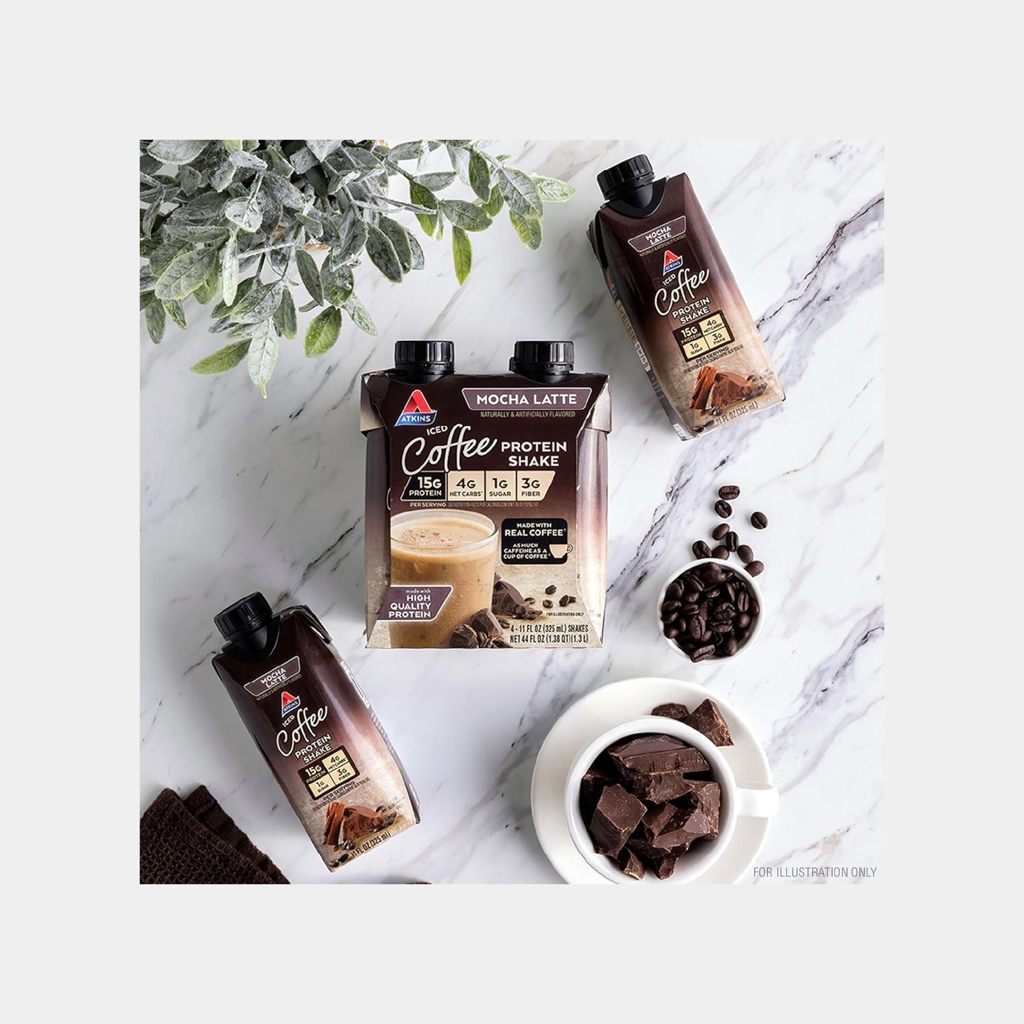 Atkins Mocha Latte Iced Coffee Protein Shake – High Protein, Low Carb, Keto-Friendly