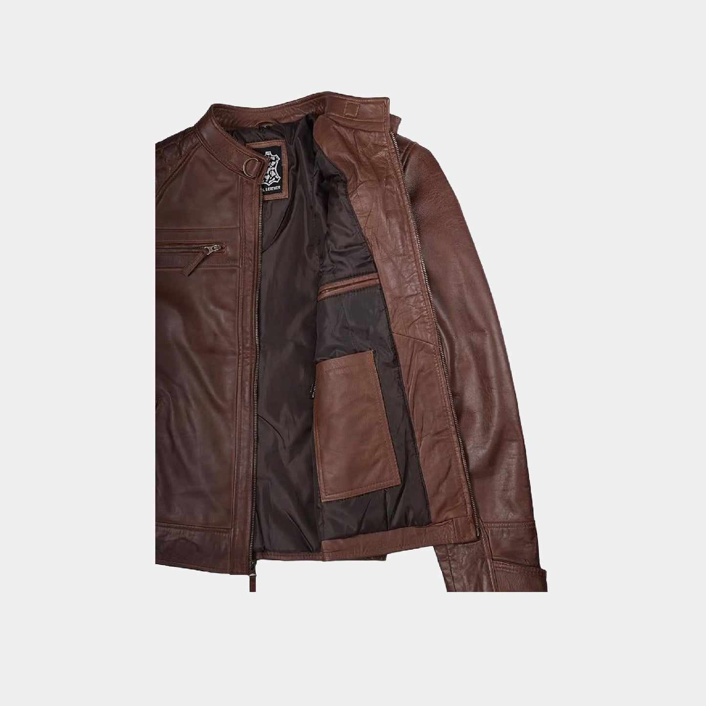 Prospeed Men’s Quilted Cafe Racer Leather Jacket – Real Lambskin Moto Style