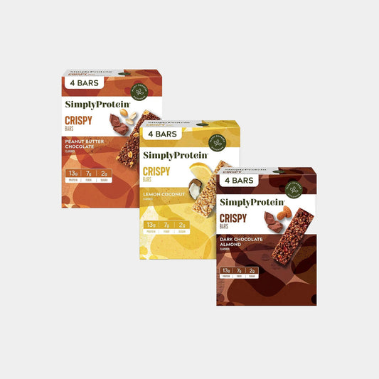 Simply Protein Crispy Vegan Protein Bars – Variety Pack, 3 Flavors, Plant-Based