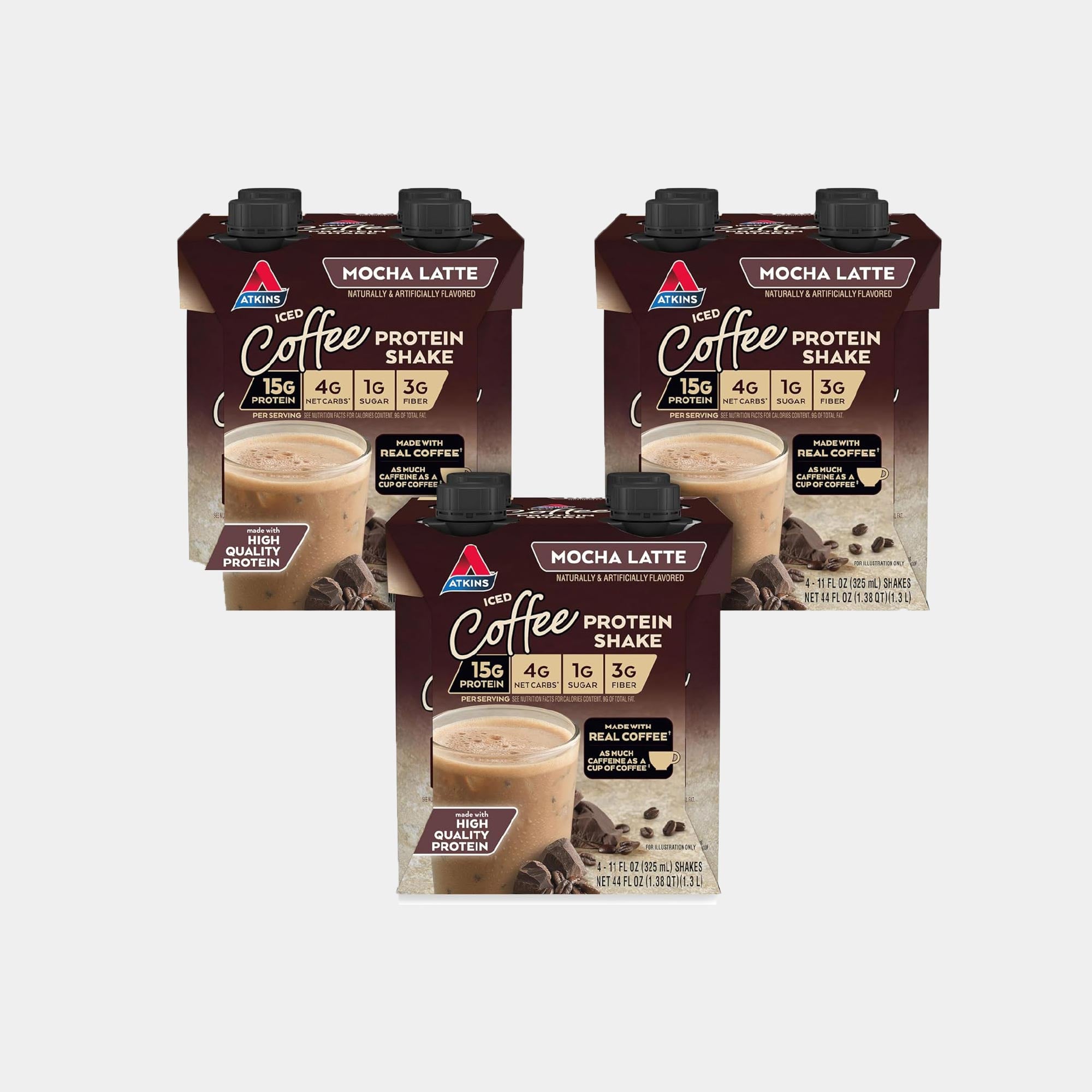 Atkins Mocha Latte Iced Coffee Protein Shake – High Protein, Low Carb, Keto-Friendly