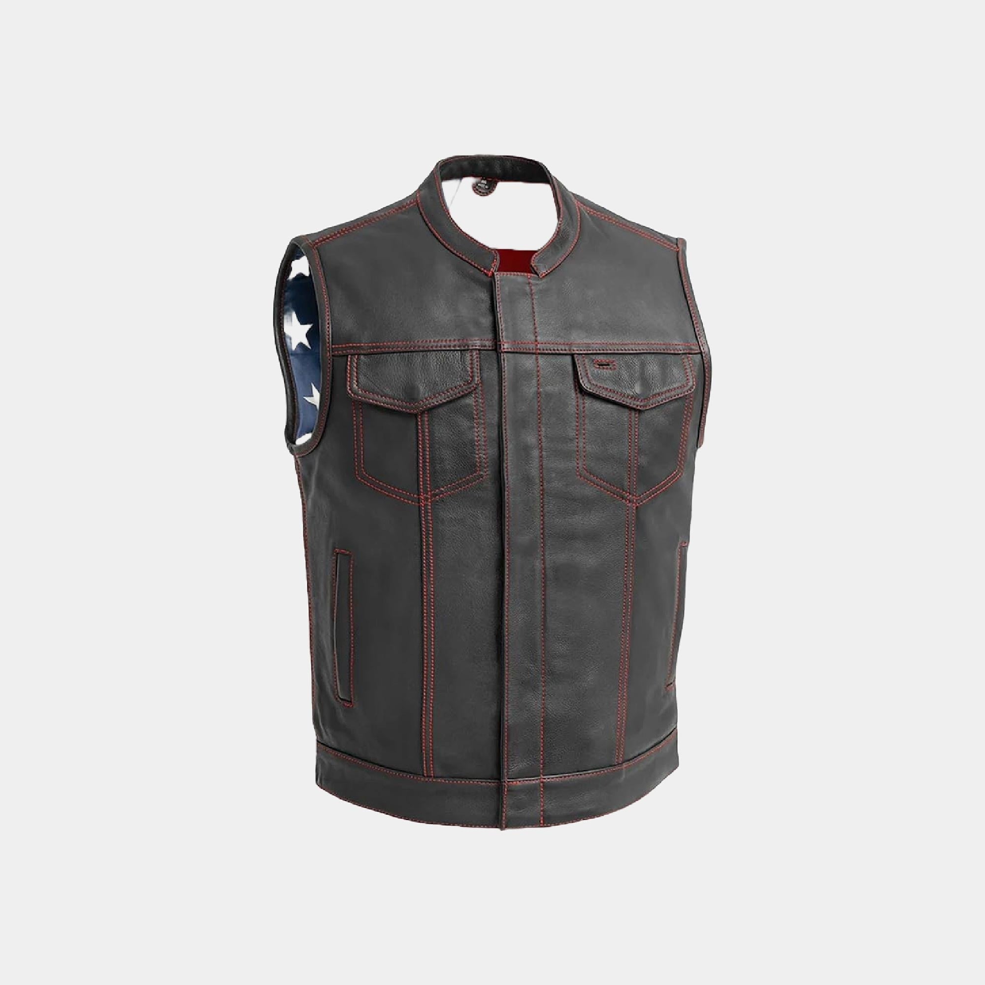 Prospeed “Born Free” Men’s Black Leather Motorcycle Vest – Biker Riding Style