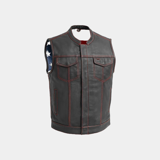 Prospeed “Born Free” Men’s Black Leather Motorcycle Vest – Biker Riding Style