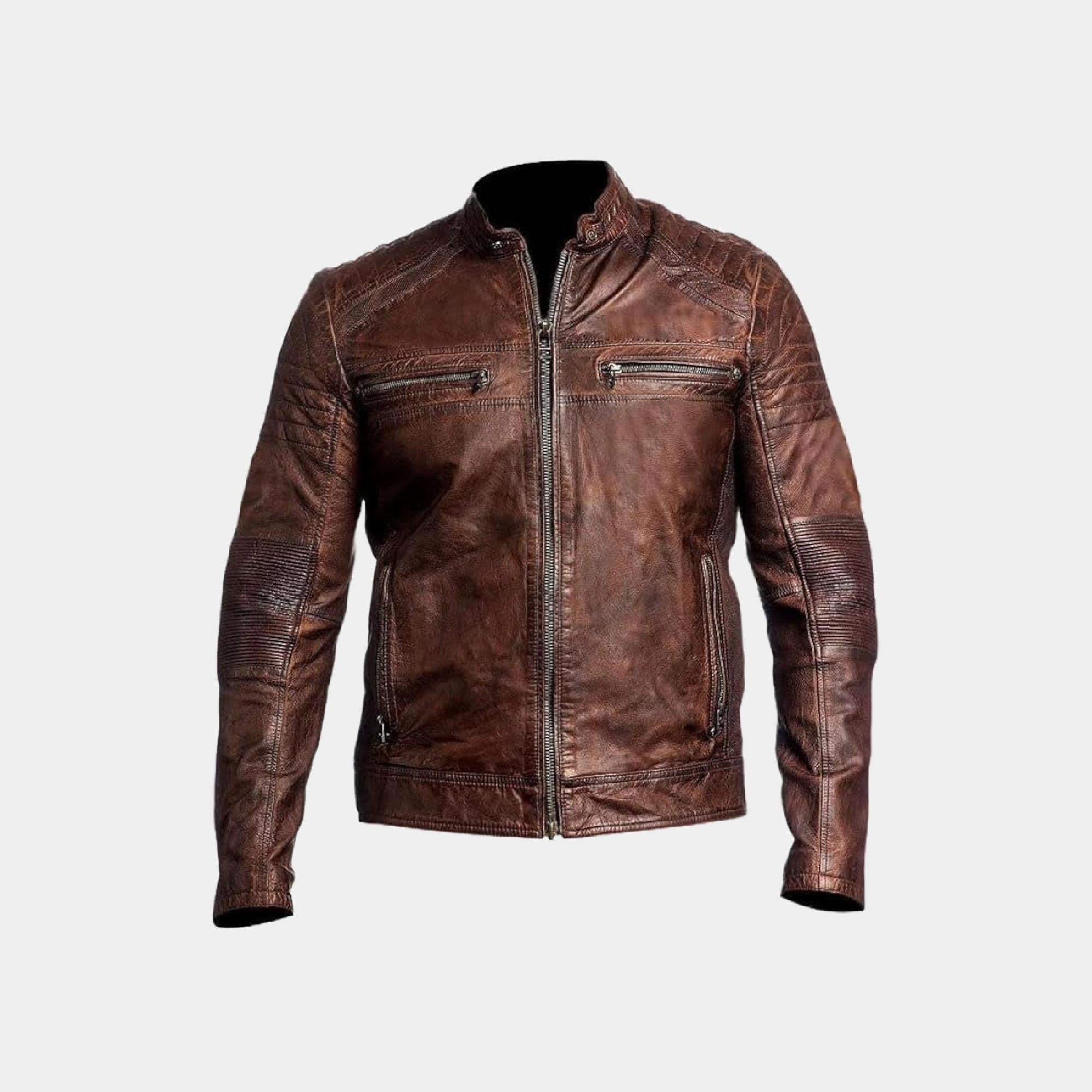 Prospeed Men’s Vintage Lambskin Leather Biker Jacket