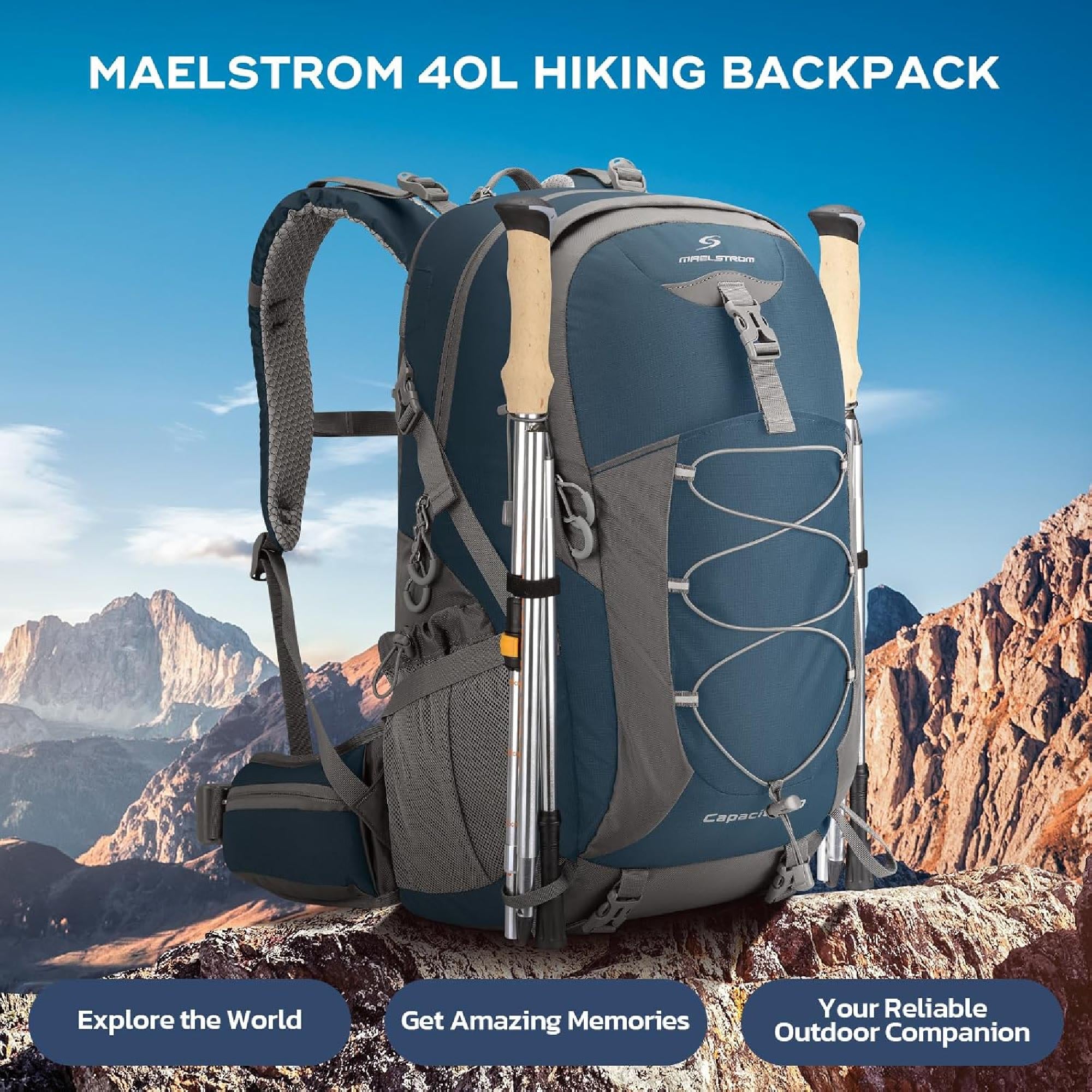 Maelstrom 40L Hiking Backpack – Waterproof Lightweight Camping Daypack with Rain Cover