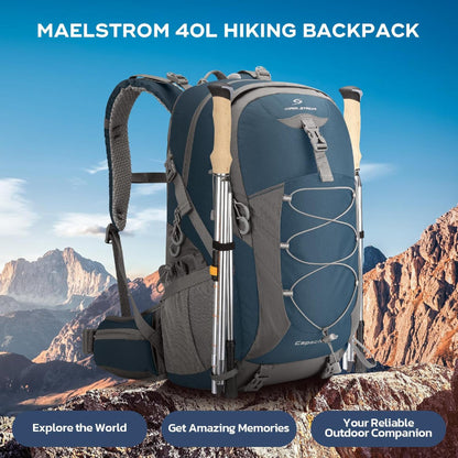 Maelstrom 40L Hiking Backpack – Waterproof Lightweight Camping Daypack with Rain Cover