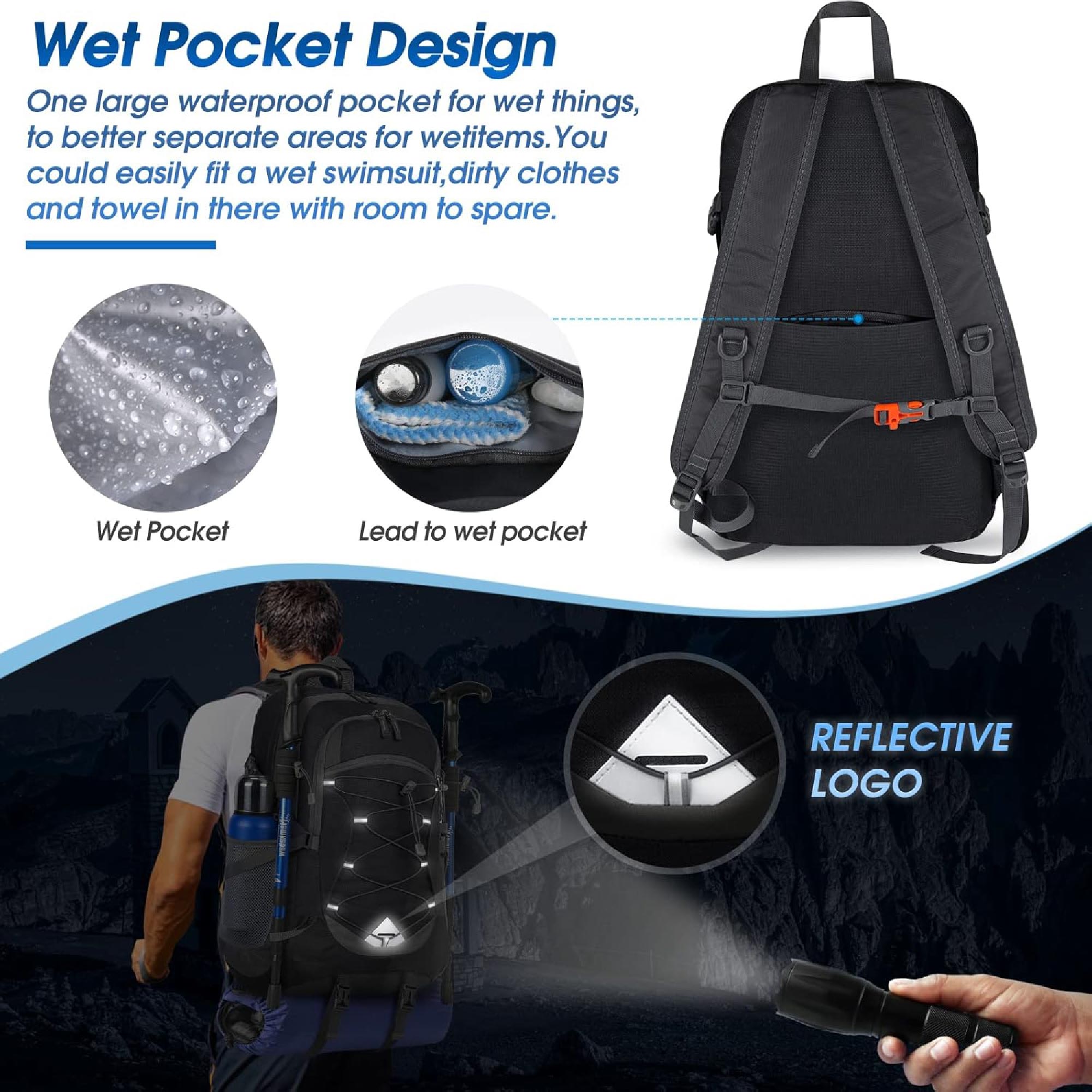 IGOLUMON Hiking Backpack 40L – Lightweight, Packable, Waterproof Daypack for Men & Women
