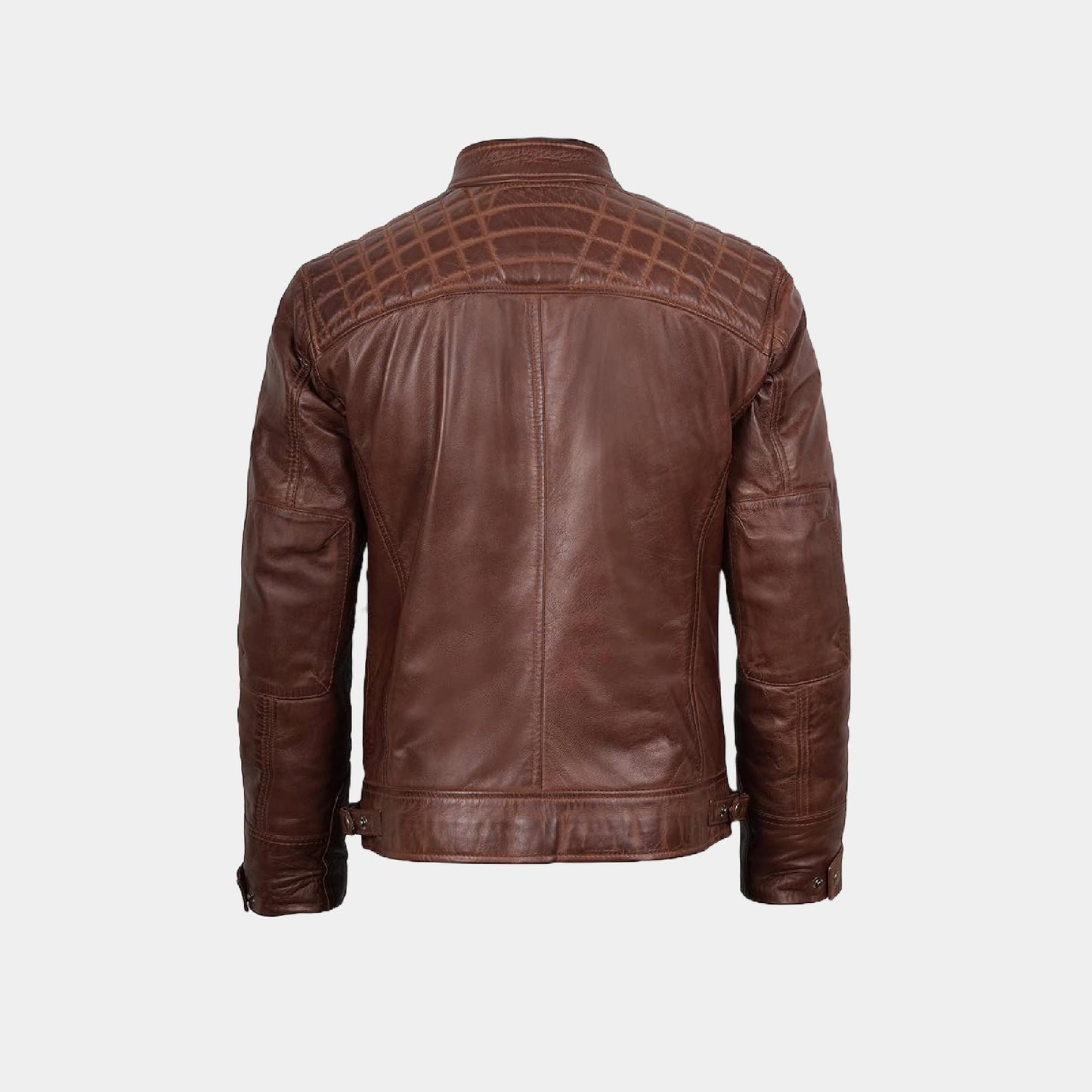 Prospeed Men’s Quilted Cafe Racer Leather Jacket – Real Lambskin Moto Style