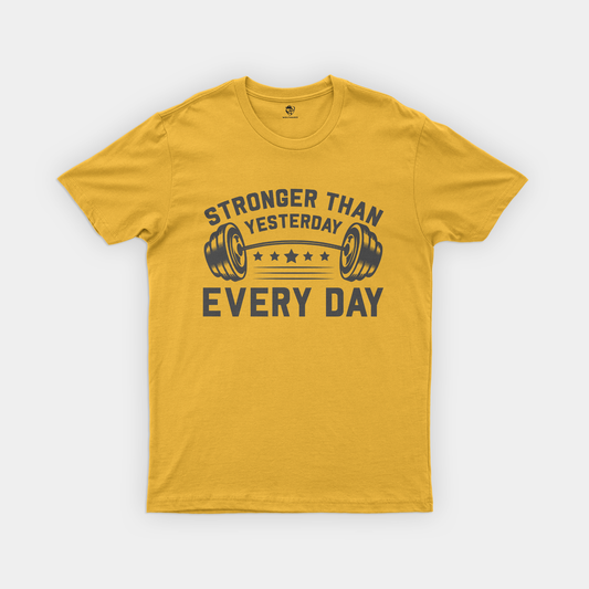 Stronger Than Yesterday: Powerlifting Tee for Gym Enthusiasts